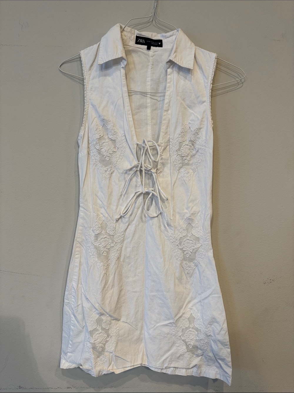 Zara White Lace Up Dress